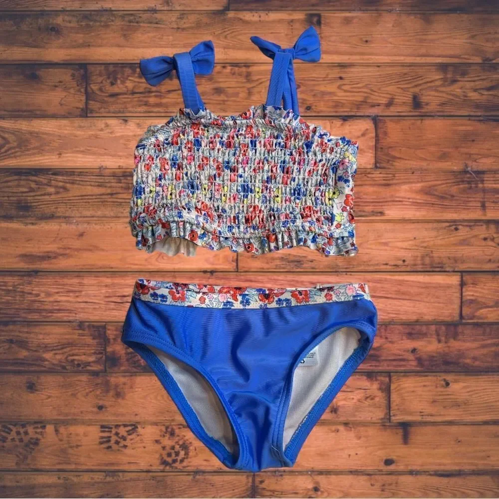 5‎ for $25🔥2T Wonder Nation Blue Floral Bikini Set